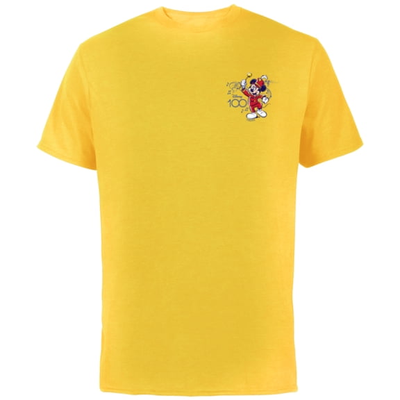 Disney 100 Mickey Mouse Marching Band Leader D100 - Short Sleeve Cotton T-Shirt for Adults - Customized-Yellow