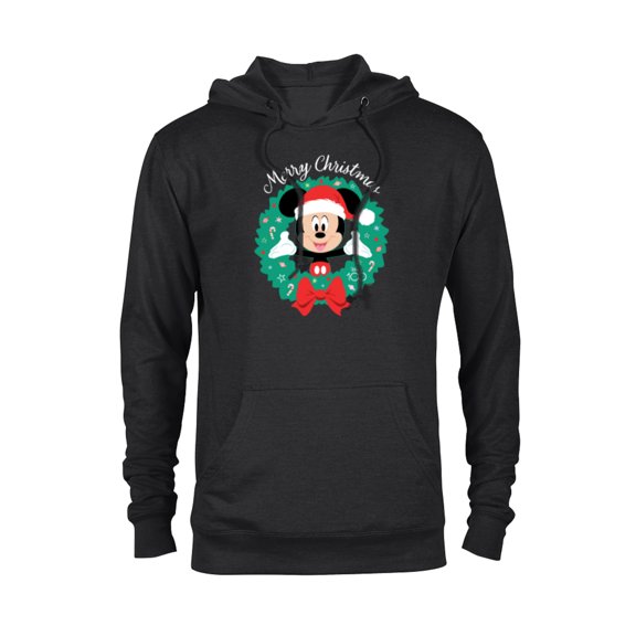 Disney 100 Mickey Mouse Merry Christmas Wreath Holiday D100 - Pullover Hoodie for Adults - Customized-Black