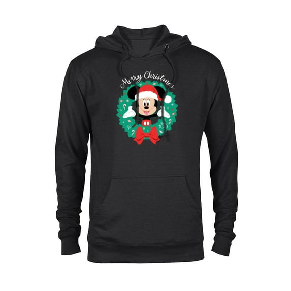Disney 100 Mickey Mouse Merry Christmas Wreath Holiday D100 - Pullover Hoodie for Adults - Customized-Black