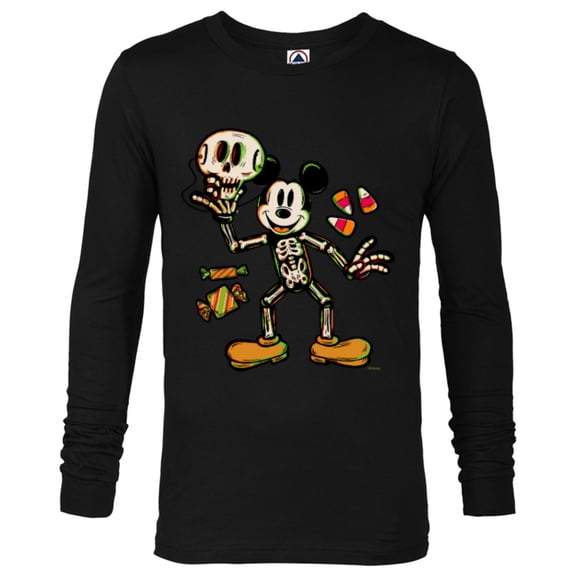Disney 100 Mickey Mouse Skeleton Costume Halloween D100 - Long Sleeve T-Shirt for Men - Customized-Black