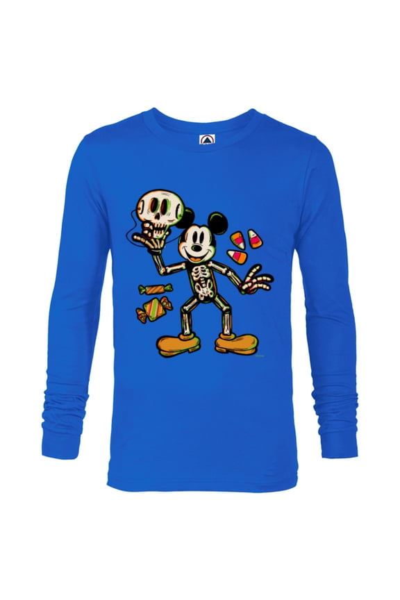 Disney 100 Mickey Mouse Skeleton Costume Halloween D100 - Long Sleeve T-Shirt for Men - Customized-Royal