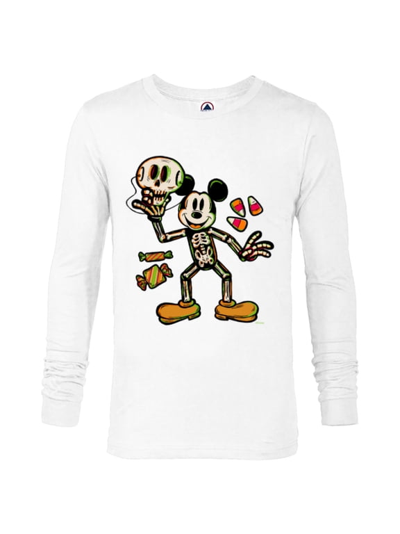 Disney 100 Mickey Mouse Skeleton Costume Halloween D100 - Long Sleeve T-Shirt for Men - Customized-White
