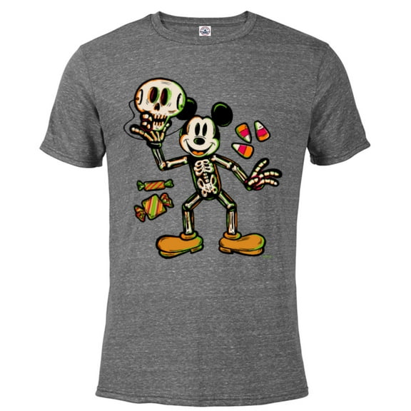 Disney 100 Mickey Mouse Skeleton Costume Halloween D100 - Short Sleeve Blended T-Shirt for Adults - Customized-Graphite Snow Heather
