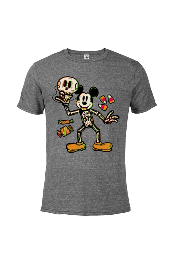 100 Mickey Mouse Skeleton Costume Halloween D100 - Short Sleeve Blended T-Shirt for Adults - Customized-Graphite Snow Heather