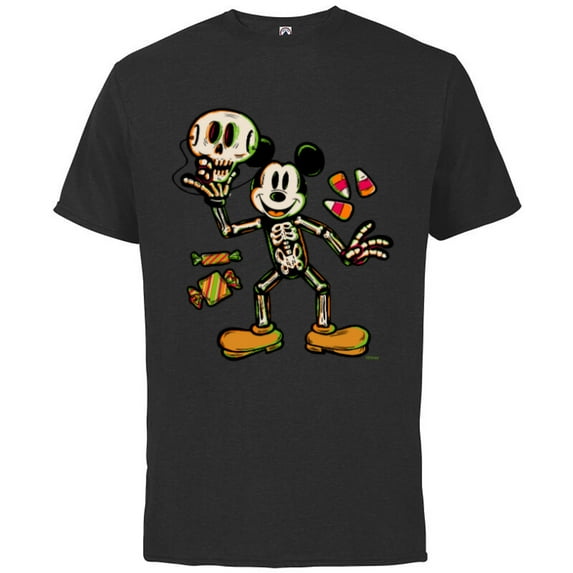 Disney 100 Mickey Mouse Skeleton Costume Halloween D100 - Short Sleeve Cotton T-Shirt for Adults - Customized-Black