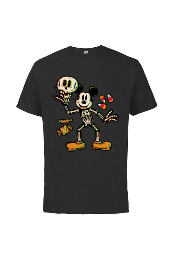 Disney 100 Mickey Mouse Skeleton Costume Halloween D100 - Short Sleeve Cotton T-Shirt for Adults - Customized-Black