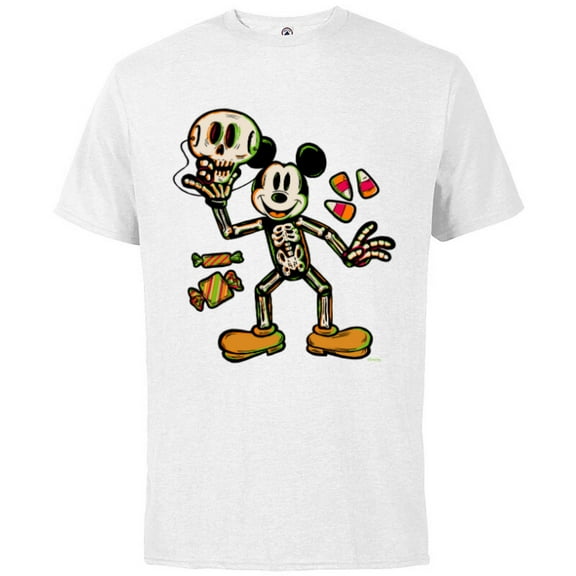 Disney 100 Mickey Mouse Skeleton Costume Halloween D100 - Short Sleeve Cotton T-Shirt for Adults - Customized-White