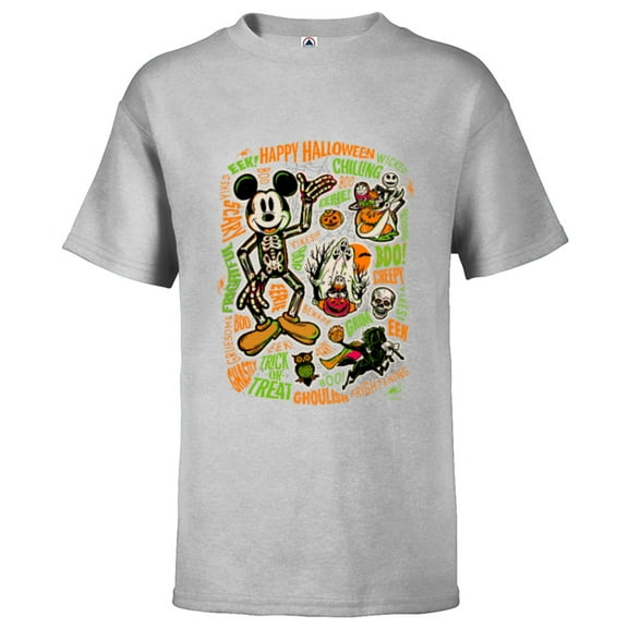 Disney 100 Mickey Nightmare Before Christmas Halloween D100 - Short Sleeve T-Shirt for Kids - Customized-Athletic Heather