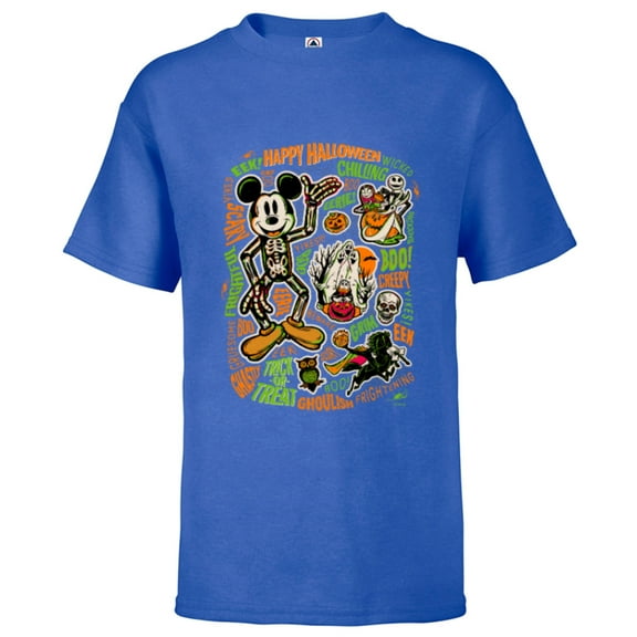 Disney 100 Mickey Nightmare Before Christmas Halloween D100 - Short Sleeve T-Shirt for Kids - Customized-Royal