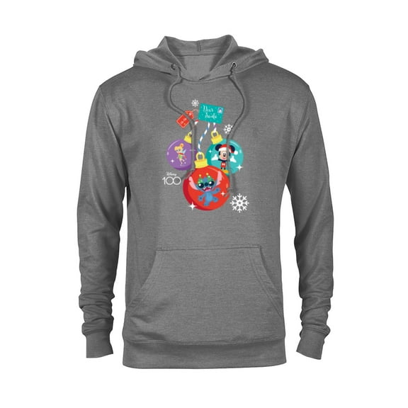 Disney 100 Mickey Stitch Tinker Bell Christmas Ornaments - Pullover Hoodie for Adults - Customized-Athletic Heather