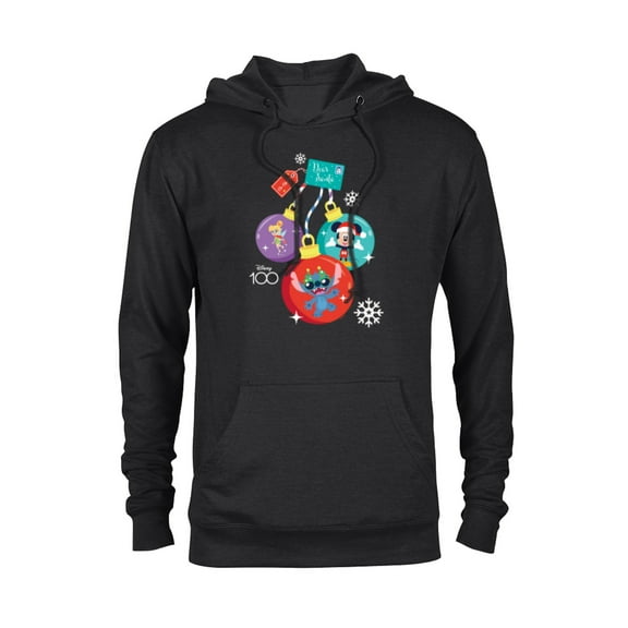 Disney 100 Mickey Stitch Tinker Bell Christmas Ornaments - Pullover Hoodie for Adults - Customized-Black