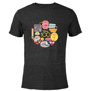 Disney 100 Mickey and Pals Happy Faces Stickers D100 - Short Sleeve Blended T-Shirt for Adults - Customized-Black