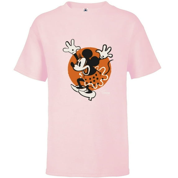 Disney 100 Minnie Mouse Excited Since 1928 Vintage D100 - Short Sleeve T-Shirt for Kids - Customized-Soft Pink