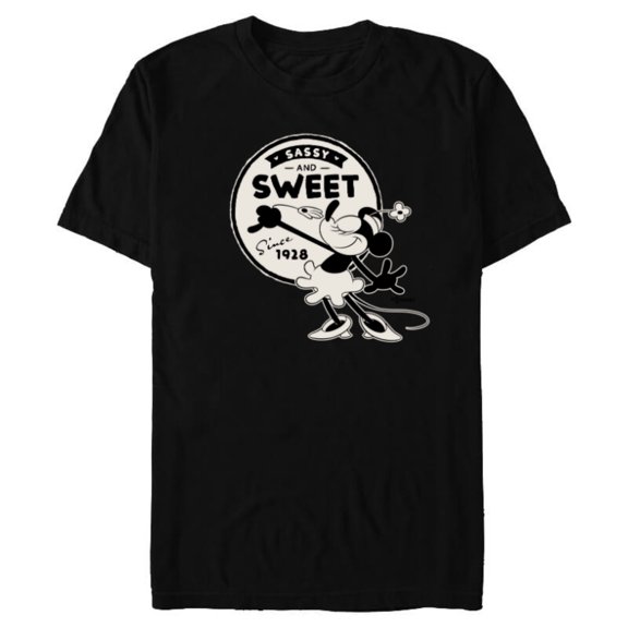 Disney 100 Minnie Mouse Sassy and Sweet Since 1928 D100 - Short Sleeve Blended T-Shirt for Adults - Customized-Black