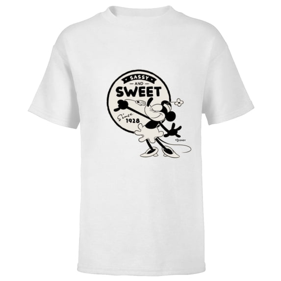 Disney 100 Minnie Mouse Sassy and Sweet Since 1928 D100 - Short Sleeve T-Shirt for Kids - Customized-White