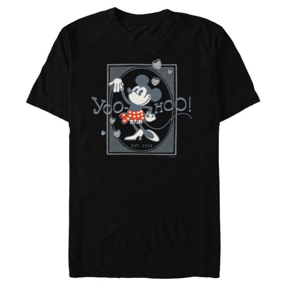 Disney 100 Minnie Mouse Yoo-Hoo! Est 1928 Vintage D100 - Short Sleeve Blended T-Shirt for Adults - Customized-Black