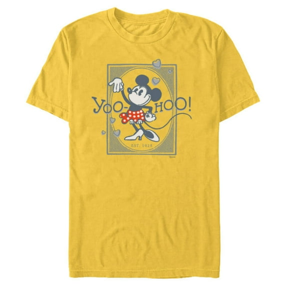 Disney 100 Minnie Mouse Yoo-Hoo! Est 1928 Vintage D100 - Short Sleeve Blended T-Shirt for Adults - Customized-Yellow