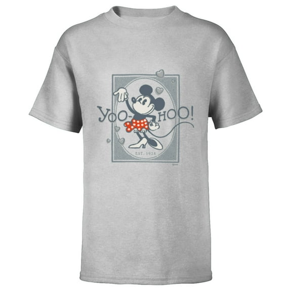Disney 100 Minnie Mouse Yoo-Hoo! Est 1928 Vintage D100 - Short Sleeve T-Shirt for Kids - Customized-Athletic Heather