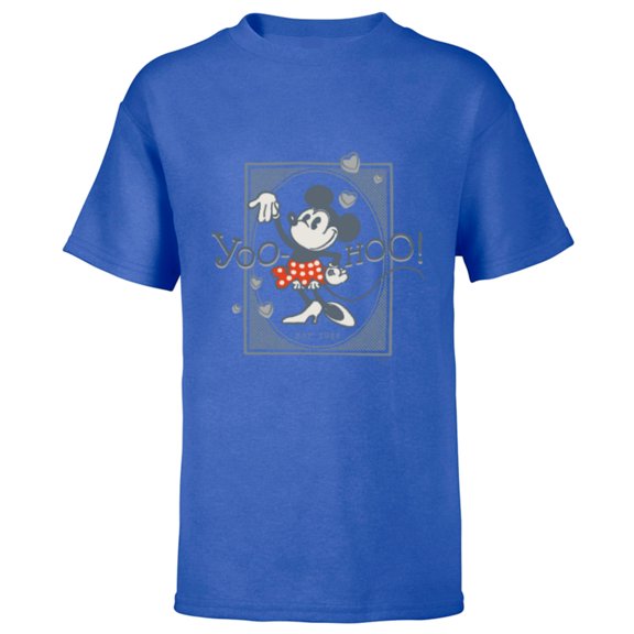 Disney 100 Minnie Mouse Yoo-Hoo! Est 1928 Vintage D100 - Short Sleeve T-Shirt for Kids - Customized-Royal