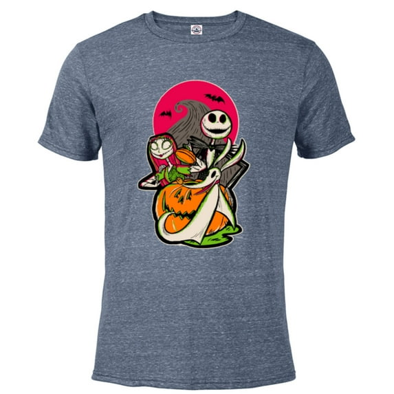 Disney 100 Nightmare Before Christmas Halloween Jack & Sally - Short Sleeve Blended T-Shirt for Adults - Customized-Denim Snow Heather