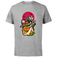 thumbnail image 1 of Disney 100 Nightmare Before Christmas Halloween Jack & Sally - Short Sleeve Cotton T-Shirt for Adults - Customized-Athletic Heather, 1 of 5
