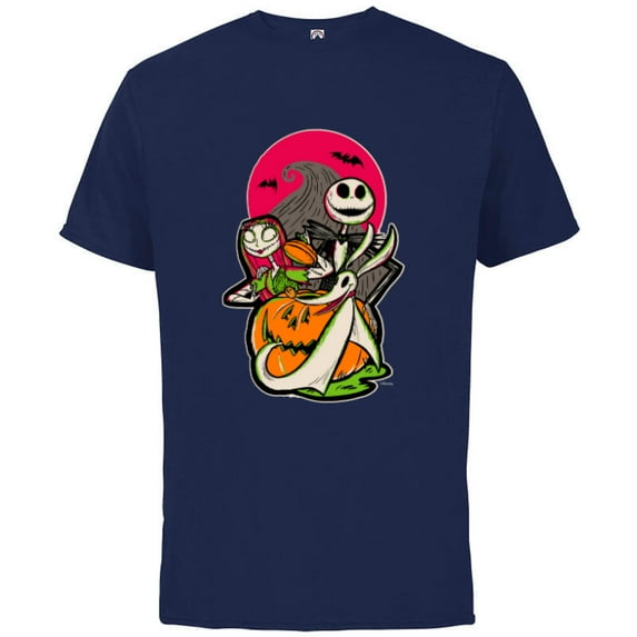 Disney 100 Nightmare Before Christmas Halloween Jack & Sally - Short Sleeve Cotton T-Shirt for Adults - Customized-Athletic Navy
