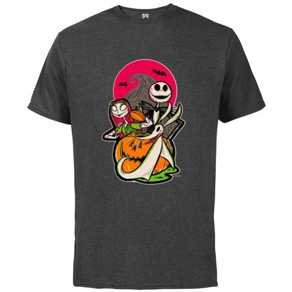 Disney 100 Nightmare Before Christmas Halloween Jack & Sally - Short Sleeve Cotton T-Shirt for Adults - Customized-Charcoal Heather