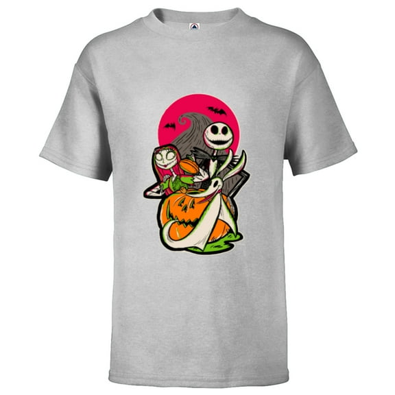Disney 100 Nightmare Before Christmas Halloween Jack & Sally - Short Sleeve T-Shirt for Kids - Customized-Athletic Heather