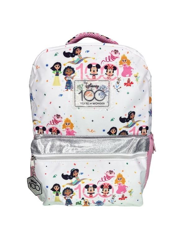 100 Nylon Pink & White Backpack 16" School Bookbag for Girls ages 3+