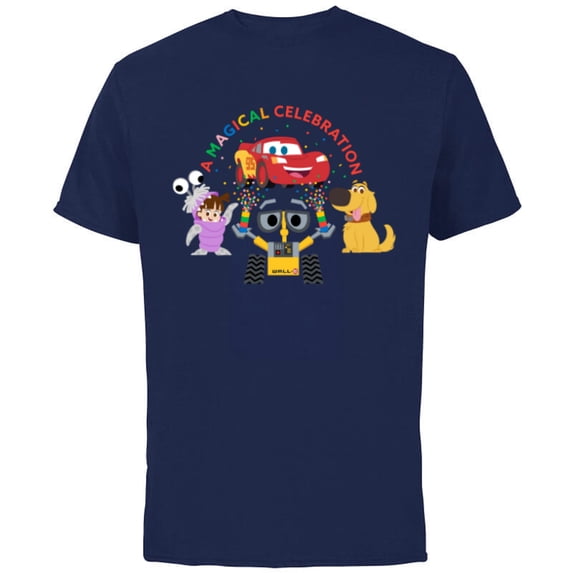 Disney 100 Pixar A Magical Celebration Anniversary D100 - Short Sleeve Cotton T-Shirt for Adults - Customized-Navy