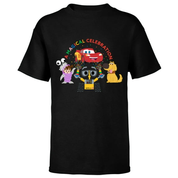 Disney 100 Pixar A Magical Celebration Anniversary D100 - Short Sleeve T-Shirt for Kids - Customized-Black