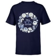 thumbnail image 1 of Disney 100 Pixar Happy Faces Blue Sticker Circle D100 - Short Sleeve T-Shirt for Kids - Customized-Navy, 1 of 5