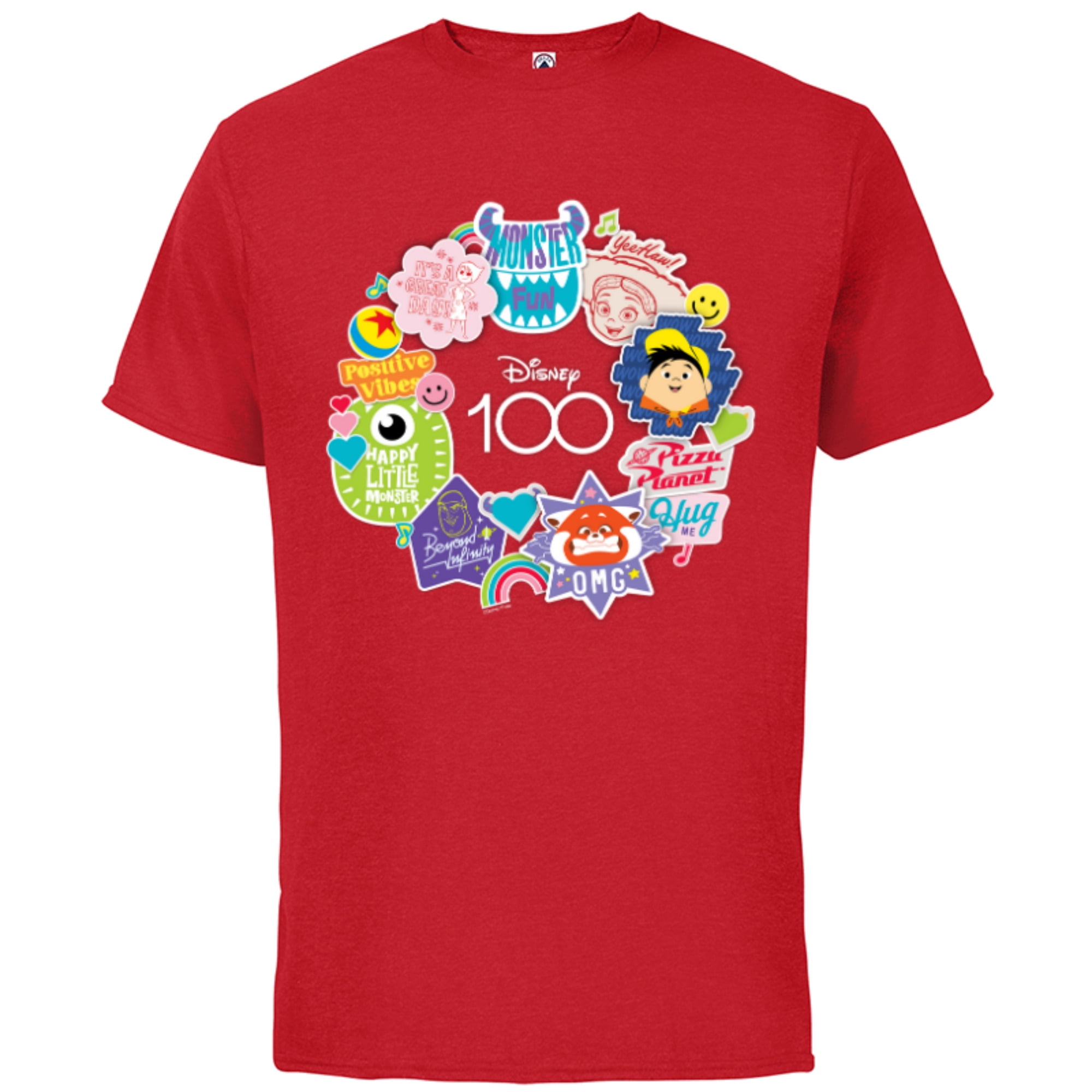 Disney 100 Pixar Happy Faces Sticker Circle D100 - Short Sleeve Cotton T- Shirt for Adults - Customized-Athletic Navy 