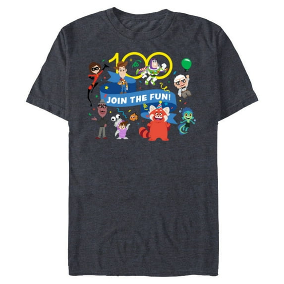 Disney 100 Pixar Join the Fun Anniversary D100 - Short Sleeve Blended T-Shirt for Adults - Customized-Navy Heather