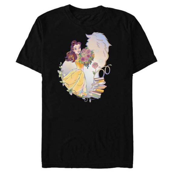 Disney 100 Platinum Princess Collection Belle D100 - Short Sleeve Blended T-Shirt for Adults - Customized-Black