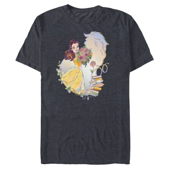 Disney 100 Platinum Princess Collection Belle D100 - Short Sleeve Blended T-Shirt for Adults - Customized-Navy Heather