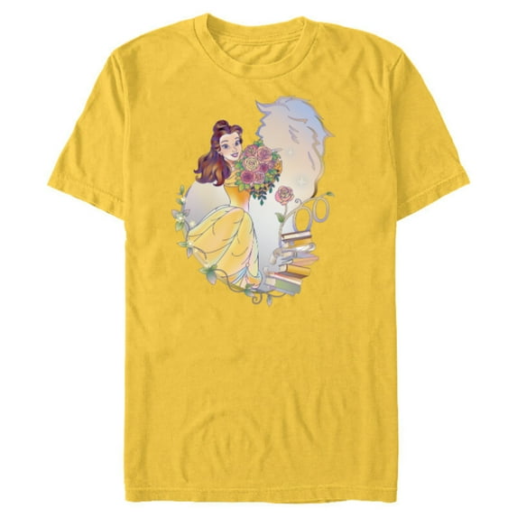 Disney 100 Platinum Princess Collection Belle D100 - Short Sleeve Blended T-Shirt for Adults - Customized-Yellow
