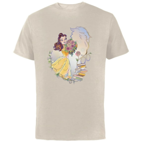 Disney 100 Platinum Princess Collection Belle D100 - Short Sleeve Cotton T-Shirt for Adults - Customized-Natural