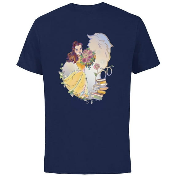 Disney 100 Platinum Princess Collection Belle D100 - Short Sleeve Cotton T-Shirt for Adults - Customized-Navy