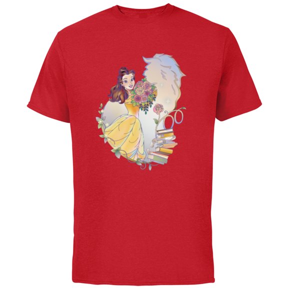 Disney 100 Platinum Princess Collection Belle D100 - Short Sleeve Cotton T-Shirt for Adults - Customized-Red