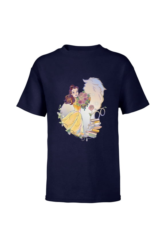 Disney 100 Platinum Princess Collection Belle D100 - Short Sleeve T-Shirt for Kids - Customized-Navy