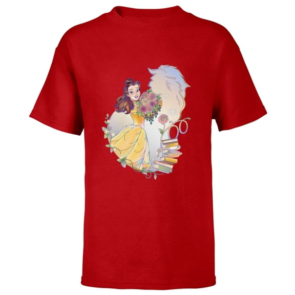 Disney 100 Platinum Princess Collection Belle D100 - Short Sleeve T-Shirt for Kids - Customized-Red