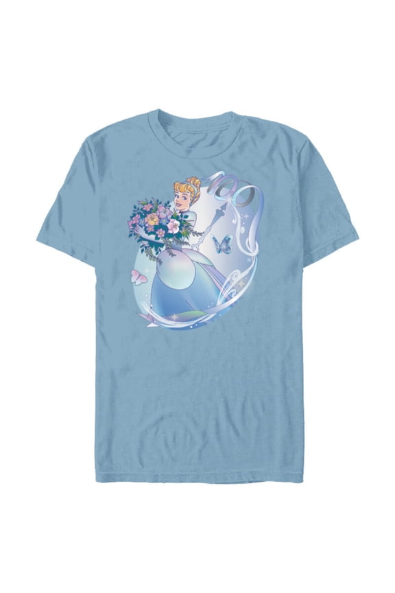 Disney 100 Platinum Princess Collection Cinderella D100 - Short Sleeve Blended T-Shirt for Adults - Customized-Ocean Blue