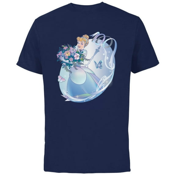 Disney 100 Platinum Princess Collection Cinderella D100 - Short Sleeve Cotton T-Shirt for Adults - Customized-Navy