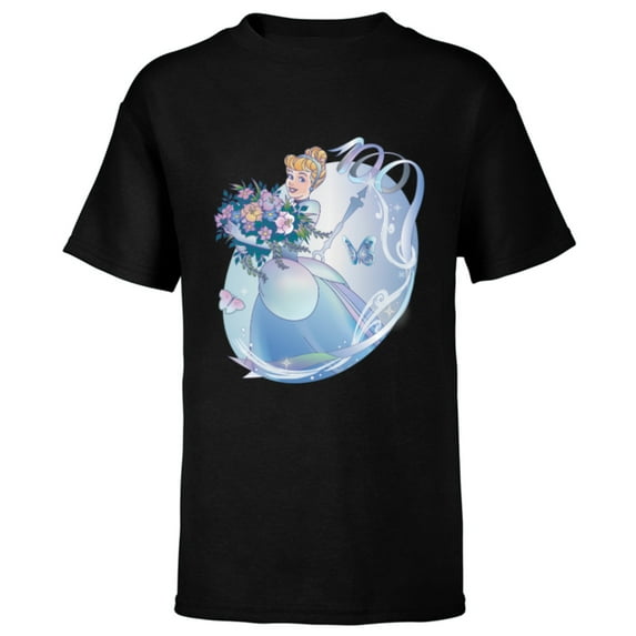 Disney 100 Platinum Princess Collection Cinderella D100 - Short Sleeve T-Shirt for Kids - Customized-Black