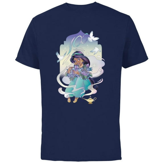 Disney 100 Platinum Princess Collection Jasmine D100 - Short Sleeve Cotton T-Shirt for Adults - Customized-Navy