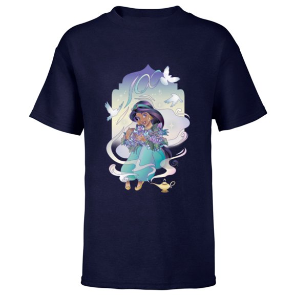 Disney 100 Platinum Princess Collection Jasmine D100 - Short Sleeve T-Shirt for Kids - Customized-Navy