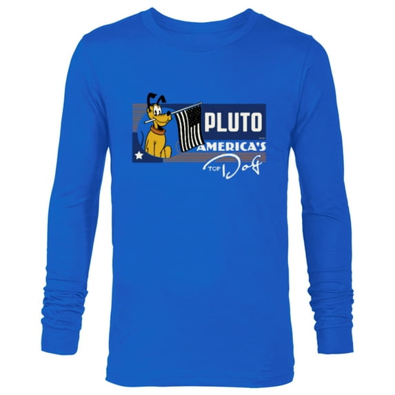 Disney 100 Pluto America’s Top Dog Flag Retro Vintage D100 - Long Sleeve T-Shirt for Men - Customized-Navy