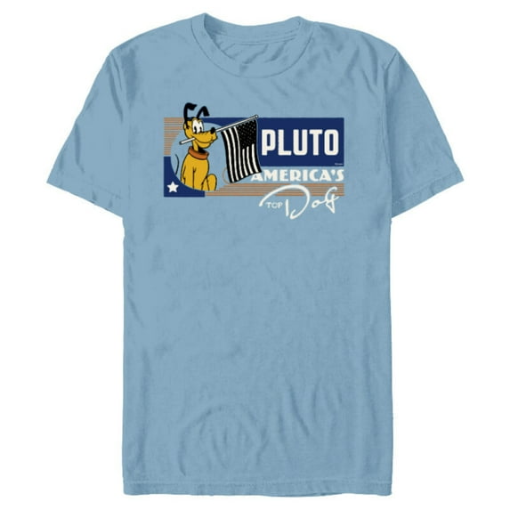 Disney 100 Pluto America’s Top Dog Flag Retro Vintage D100 - Short Sleeve Blended T-Shirt for Adults - Customized-Ocean Blue