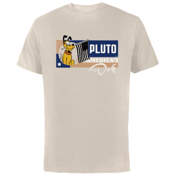 Disney 100 Pluto America’s Top Dog Flag Retro Vintage D100 - Short Sleeve Cotton T-Shirt for Adults - Customized-Natural